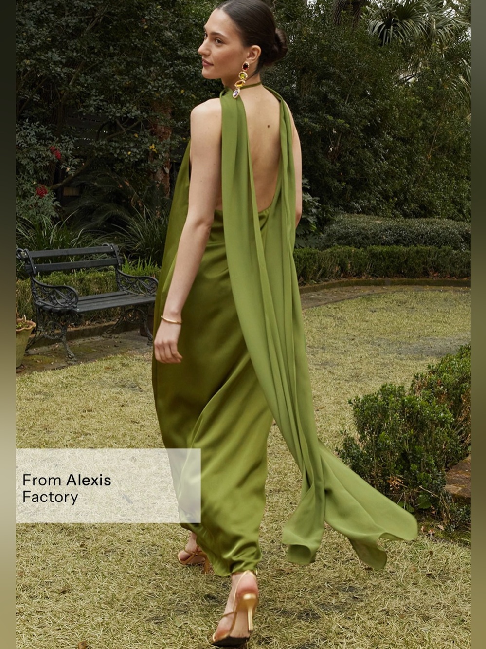 o.p.t. Alessia Dress Small Clover NWT Alexis Factory Open Back Maxi